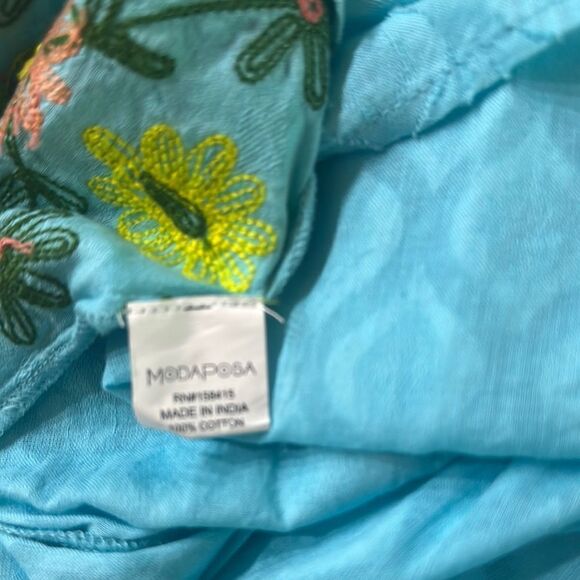 MODAPOSA Floral Embroidered Off-Shoulder Top - Blue Size Small - Picture 14 of 14